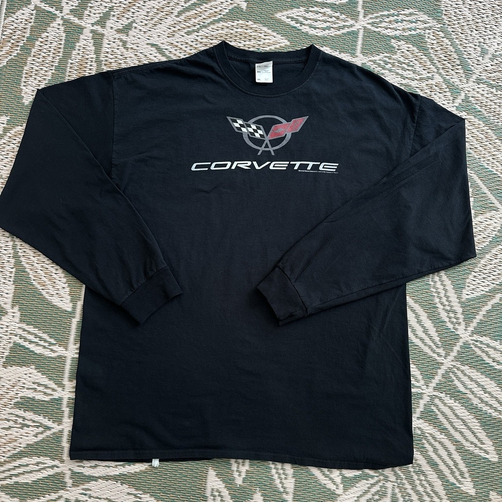 VTG Fruit of the Loom Corvette Crewneck Shirt Mens XL Black Car Automotive